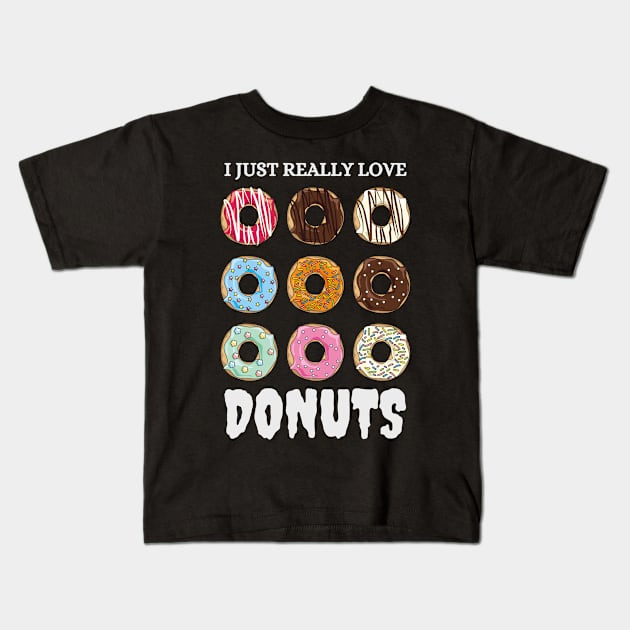 I Just Really Love Donuts Colorful Kids T-Shirt by Calisi